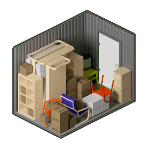 Inside a storage unit
